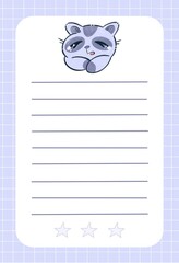 purple page with a picture of a sleepy raccoon. You can use it at school, at university and at work.