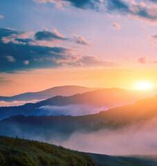 picturesque summer landscape, wonderful sunset in the mountains, Carpathian mountains, Ukraine, Europe	