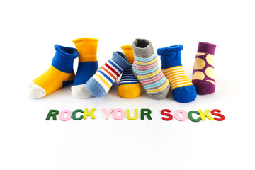 World Down syndrome day background. Rock you socks day.