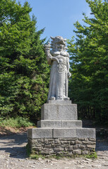 Obraz premium Statue of pagan god Radegast in summer day on Radhost, Beskid mountains, Czceh Republic.
