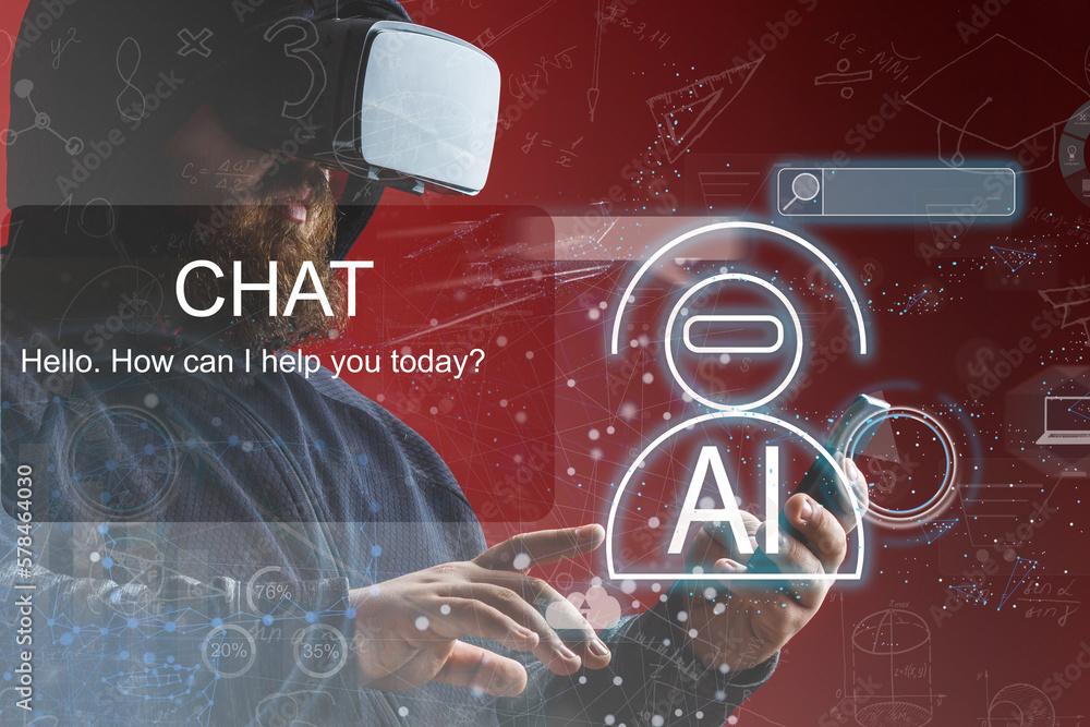 Aufkleber businessman using chatbot in smartphone intelligence ai.chat gpt chat with ai artificial intelligenc