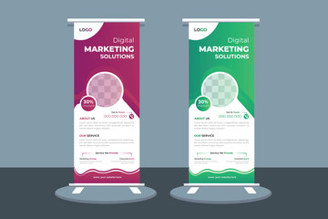 Digital Marketing Roll Up Banner design. roll up banner vector.