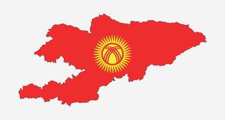 Map and flag of Kyrgyzstan country national emblem graphic element Illustration template design
