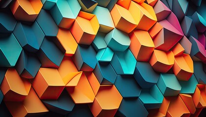 Geometric Textured Colorful Wallpaper , 3d blocks created with generative AI technology