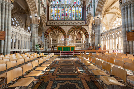 The inside of Exeter cathedral in Devon