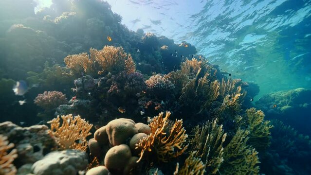 Underwater video of coral reef in Egyptian Red Sea with corals and fish