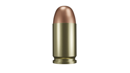Pistol bullet of .45 ACP isolated on transparent background. Military concept. 3D render