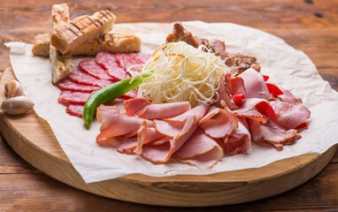 Meat and cheese appetizer for beer