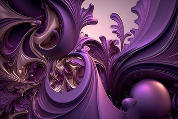 purple Abstract fluid, fractal, geometric figure Background, one colour concept, generative ai