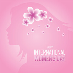 Women's day banner with girl face and flower