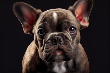French Bulldog Puppy. Portrait Of A French Bulldog Dog. Dog Portrait. Generative AI