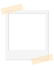 Isolated Blank White Polaroid Photo Frame with Tape