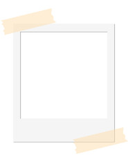 Isolated Blank White Polaroid Photo Frame with Tape