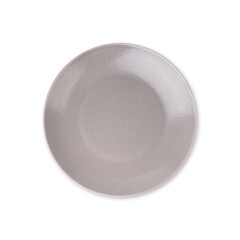 Grey ceramic plate isolated over white background