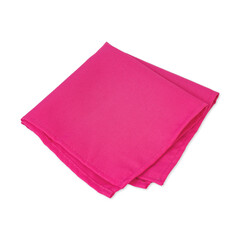 Folded pink tissue napkin isolated over white background