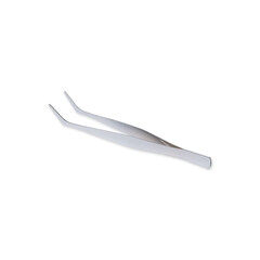 Metal curved tweezers isolated over white background - obrazy, fototapety, plakaty
