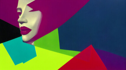Arte Abstracto Pop de Rostro de Mujer, IA Generativa