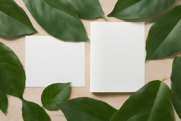 Lush wood and leaves merged to present a product showcase concept. Powered by Artificial Intelligence.