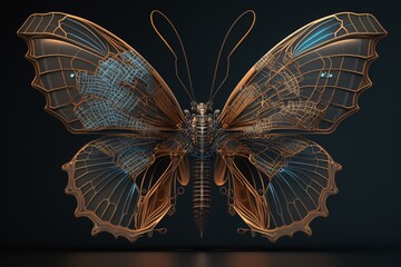 butterfly on black background circuit body wings aesthetic art