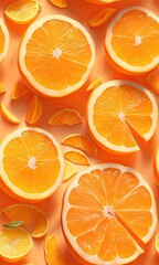 Vibrant Seamless Tiled Orange slices and delicious citrus fruits, Generative AI