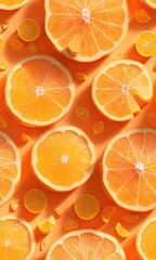 Vibrant Seamless Tiled Orange slices and delicious citrus fruits, Generative AI