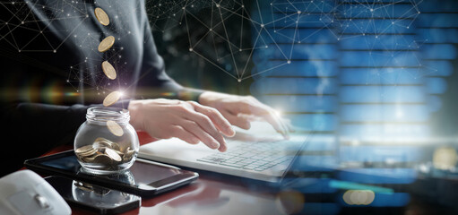 Earning income by working on a computer on the Internet.