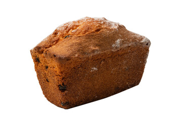 A cupcake with raisins isoalted on a white background.