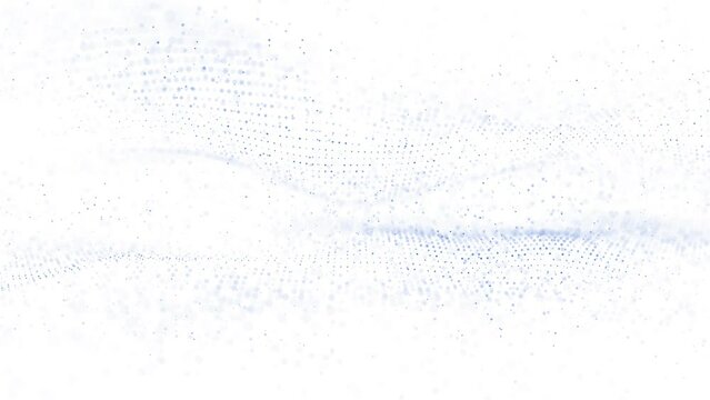 Abstract slow motion digital technology dots on white looping background.
