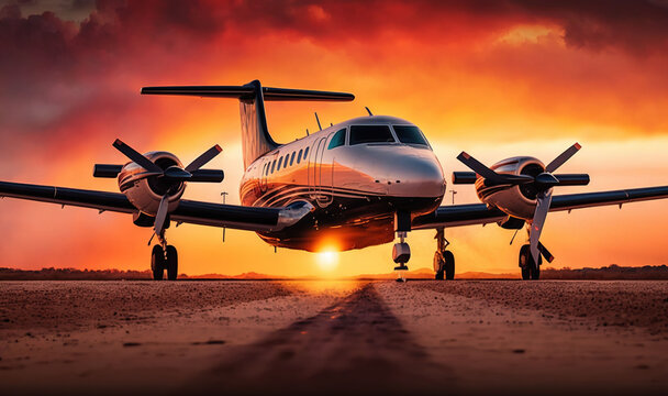  A Small Plane Sitting On Top Of An Airport Tarmac.  Generative Ai