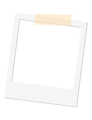 Isolated Blank White Polaroid Photo Frame with Tape