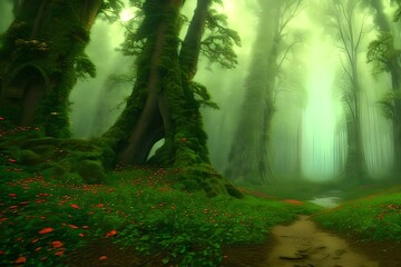 Obraz premium A Fairytale An Enchanted Forest, Fantasy, Epic, Tale, Vintage. Generative AI