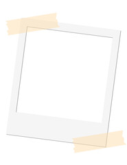 Isolated Blank White Polaroid Photo Frame with Tape