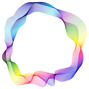 Rainbow line wave abstract round design element.