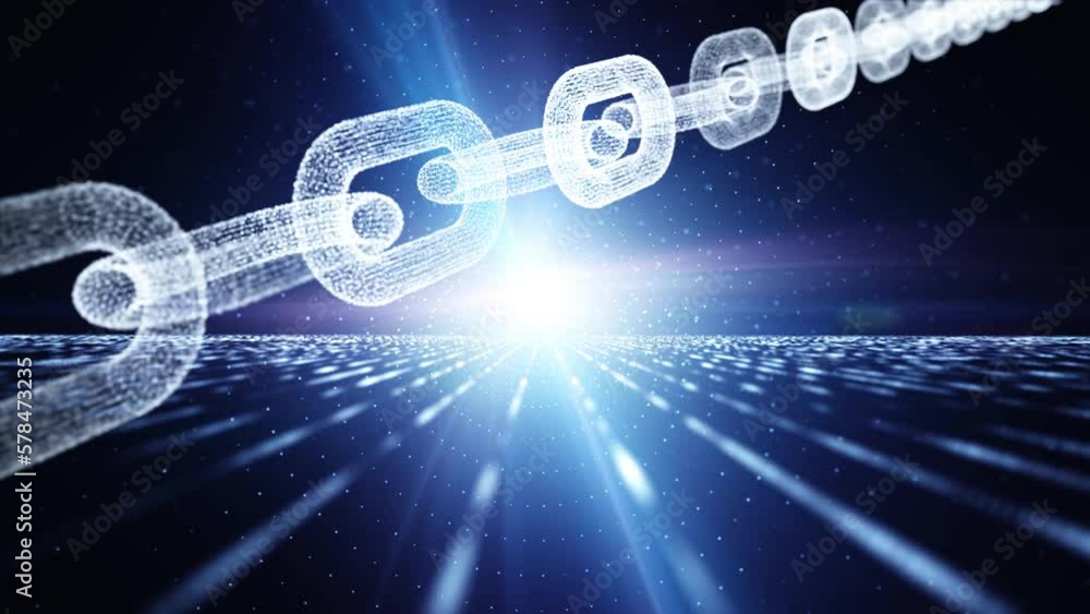 Poster loop features digital chain cyberspace network animation. seamless looping. concept business backgro