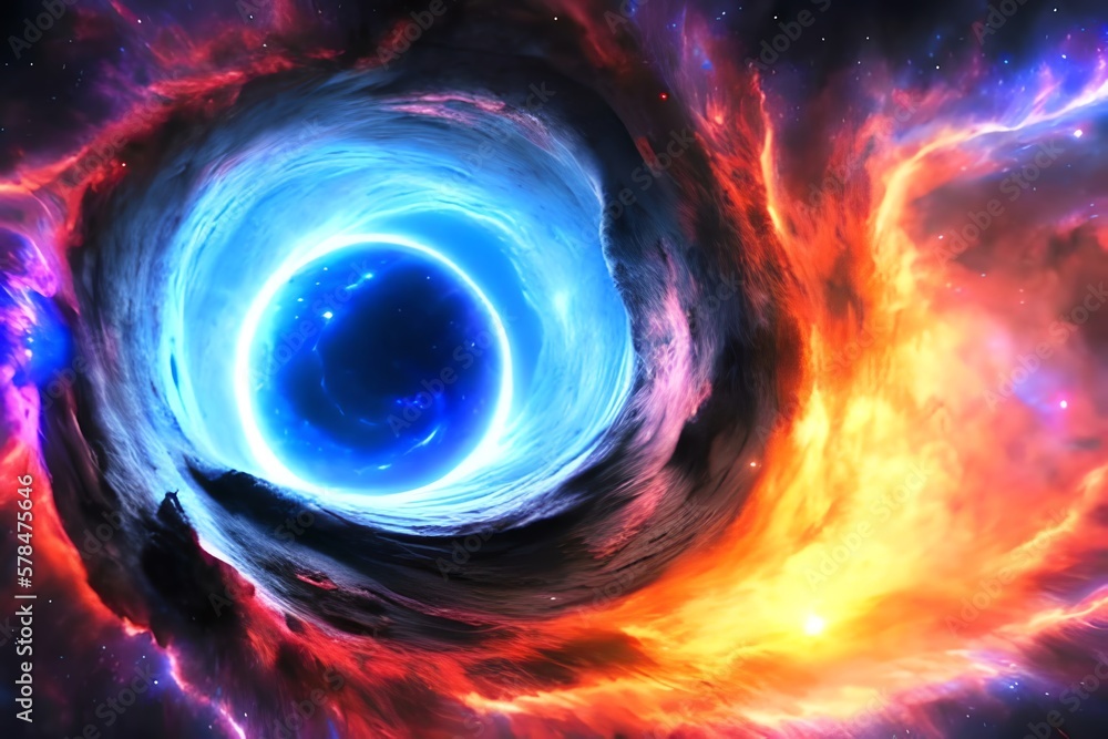 Canvas Prints magical fantasy black hole portal in the space with colorful nebula,. generative ai