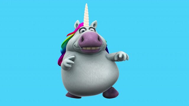 Fun 3D cartoon unicorn dancing (with alpha channel)