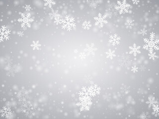 Festive heavy snowflakes design. Snowstorm fleck freeze elements.