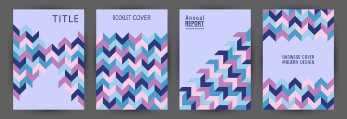 Architecture magazine cover template set vector design. Bauhaus style simple journal template set