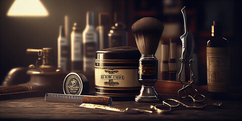 Vintage barber tools,Generative AI
