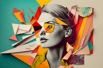 Portrait of a woman with colorful makeup