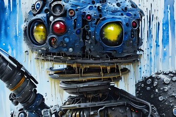 robot with dripping effect