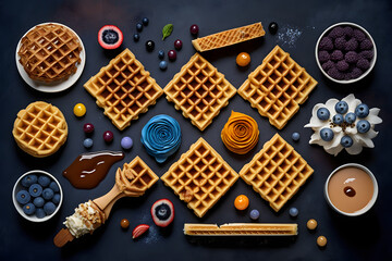 Waffles with many ingredients. Generative AI