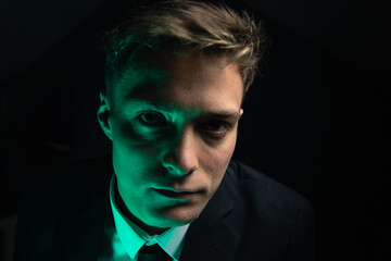 A business man is green with envy