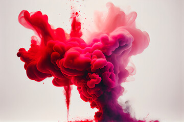 red smoke dispersion on a white background,generative ai