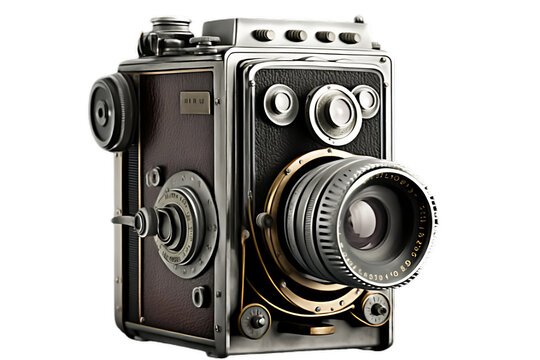 old photo camera. Vintage camera old film camera isolates for objects