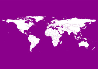 Vector world map - with Dark Magenta color borders on background in Dark Magenta color. Download now in eps format vector or jpg image.