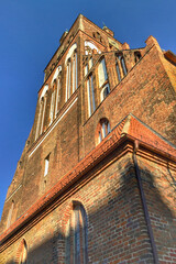 Fototapeta na wymiar Low angle view of St Mary‘s church in Greifswald