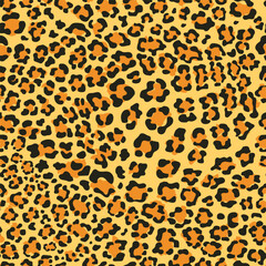 Print leopard pattern texture repeating seamless orange black. Vector