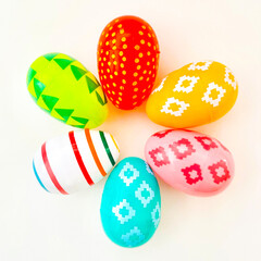 A circle of colorful Easter Eggs perfect to show that Spring has arrived. 
