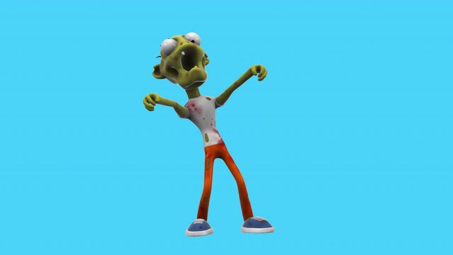 Fun 3D cartoon zombie dancing (with alpha channel)